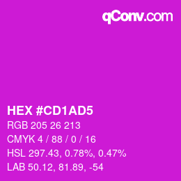 Color code: HEX #CD1AD5 | qconv.com