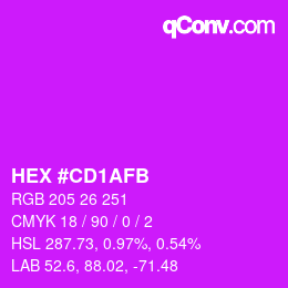 Color code: HEX #CD1AFB | qconv.com