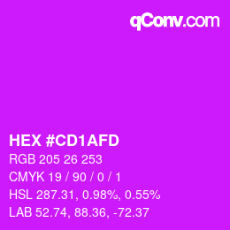 Color code: HEX #CD1AFD | qconv.com