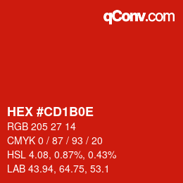 Color code: HEX #CD1B0E | qconv.com