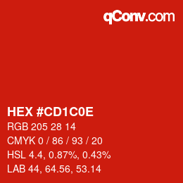 Color code: HEX #CD1C0E | qconv.com