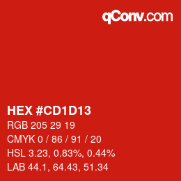Color code: HEX #CD1D13 | qconv.com
