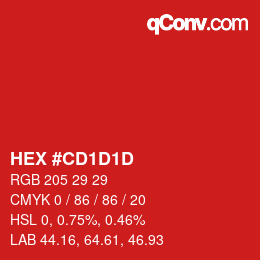 カラーコード: HEX #CD1D1D | qconv.com