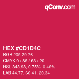 カラーコード: HEX #CD1D4C | qconv.com