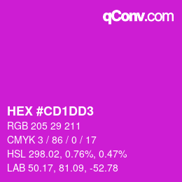 颜色代码: HEX #CD1DD3 | qconv.com