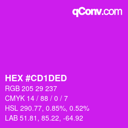 颜色代码: HEX #CD1DED | qconv.com