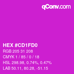 カラーコード: HEX #CD1FD0 | qconv.com