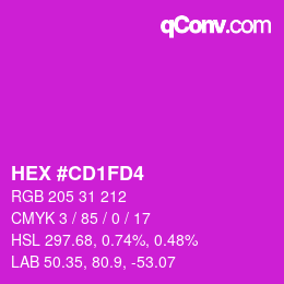 カラーコード: HEX #CD1FD4 | qconv.com