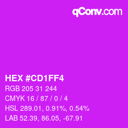 颜色代码: HEX #CD1FF4 | qconv.com