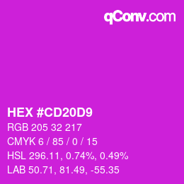 Color code: HEX #CD20D9 | qconv.com