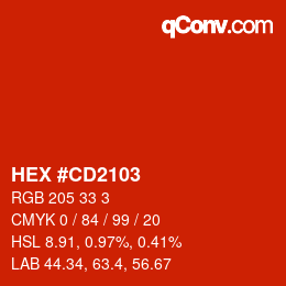 Color code: HEX #CD2103 | qconv.com