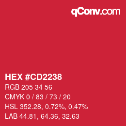 Color code: HEX #CD2238 | qconv.com