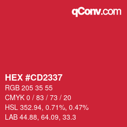 Farbcode: HEX #CD2337 | qconv.com