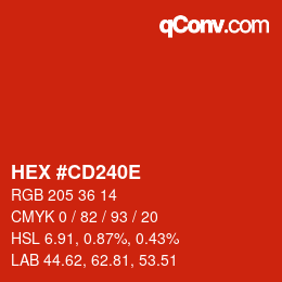 Color code: HEX #CD240E | qconv.com