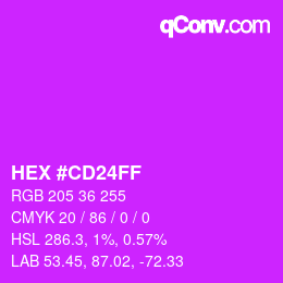 Color code: HEX #CD24FF | qconv.com