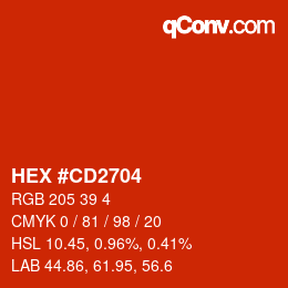 Color code: HEX #CD2704 | qconv.com