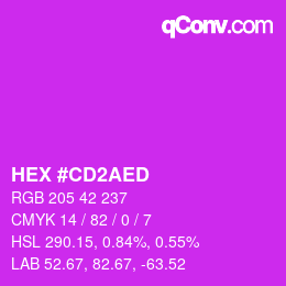 Color code: HEX #CD2AED | qconv.com