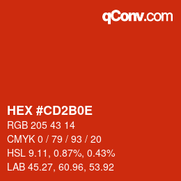 Color code: HEX #CD2B0E | qconv.com