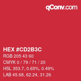 Color code: HEX #CD2B3C | qconv.com