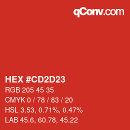 颜色代码: HEX #CD2D23 | qconv.com