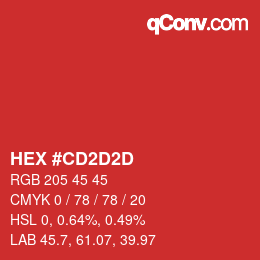 カラーコード: HEX #CD2D2D | qconv.com