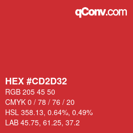 颜色代码: HEX #CD2D32 | qconv.com