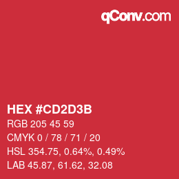 颜色代码: HEX #CD2D3B | qconv.com
