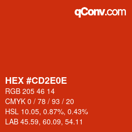 Color code: HEX #CD2E0E | qconv.com