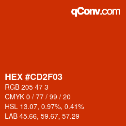 カラーコード: HEX #CD2F03 | qconv.com