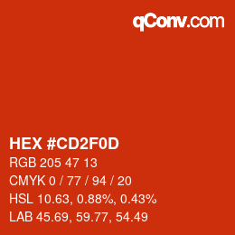 カラーコード: HEX #CD2F0D | qconv.com