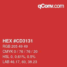 Color code: HEX #CD3131 | qconv.com