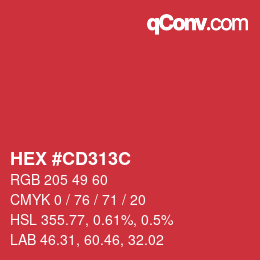 Color code: HEX #CD313C | qconv.com