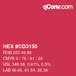 カラーコード: HEX #CD3150 | qconv.com