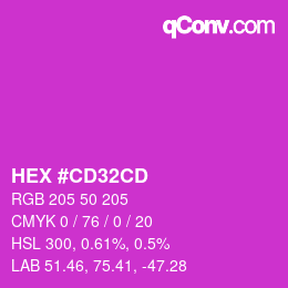 颜色代码: HEX #CD32CD | qconv.com