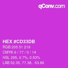 カラーコード: HEX #CD33DB | qconv.com