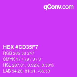 Color code: HEX #CD35F7 | qconv.com