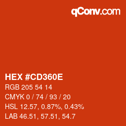 Color code: HEX #CD360E | qconv.com