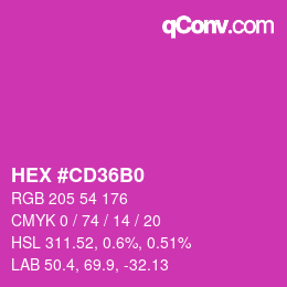 颜色代码: HEX #CD36B0 | qconv.com