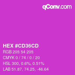 カラーコード: HEX #CD36CD | qconv.com