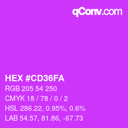 Color code: HEX #CD36FA | qconv.com