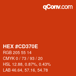 Color code: HEX #CD370E | qconv.com
