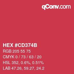 Color code: HEX #CD374B | qconv.com