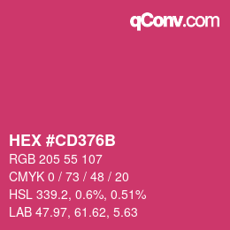 カラーコード: HEX #CD376B | qconv.com
