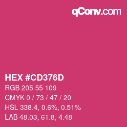 カラーコード: HEX #CD376D | qconv.com