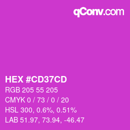 Color code: HEX #CD37CD | qconv.com