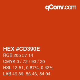 Color code: HEX #CD390E | qconv.com