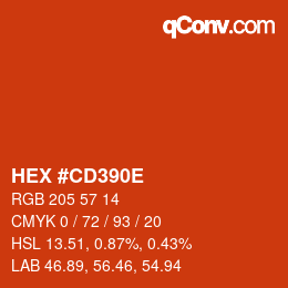 Color code: HEX #CD390E | qconv.com