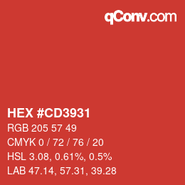 Color code: HEX #CD3931 | qconv.com