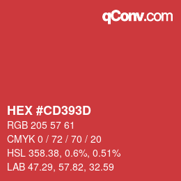 Color code: HEX #CD393D | qconv.com