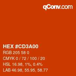 Color code: HEX #CD3A00 | qconv.com